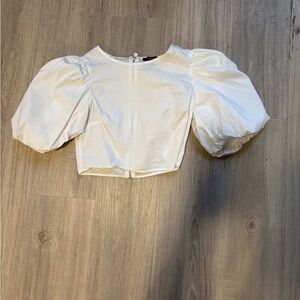 Forever 21 White Balloon Sleeve Crop Top